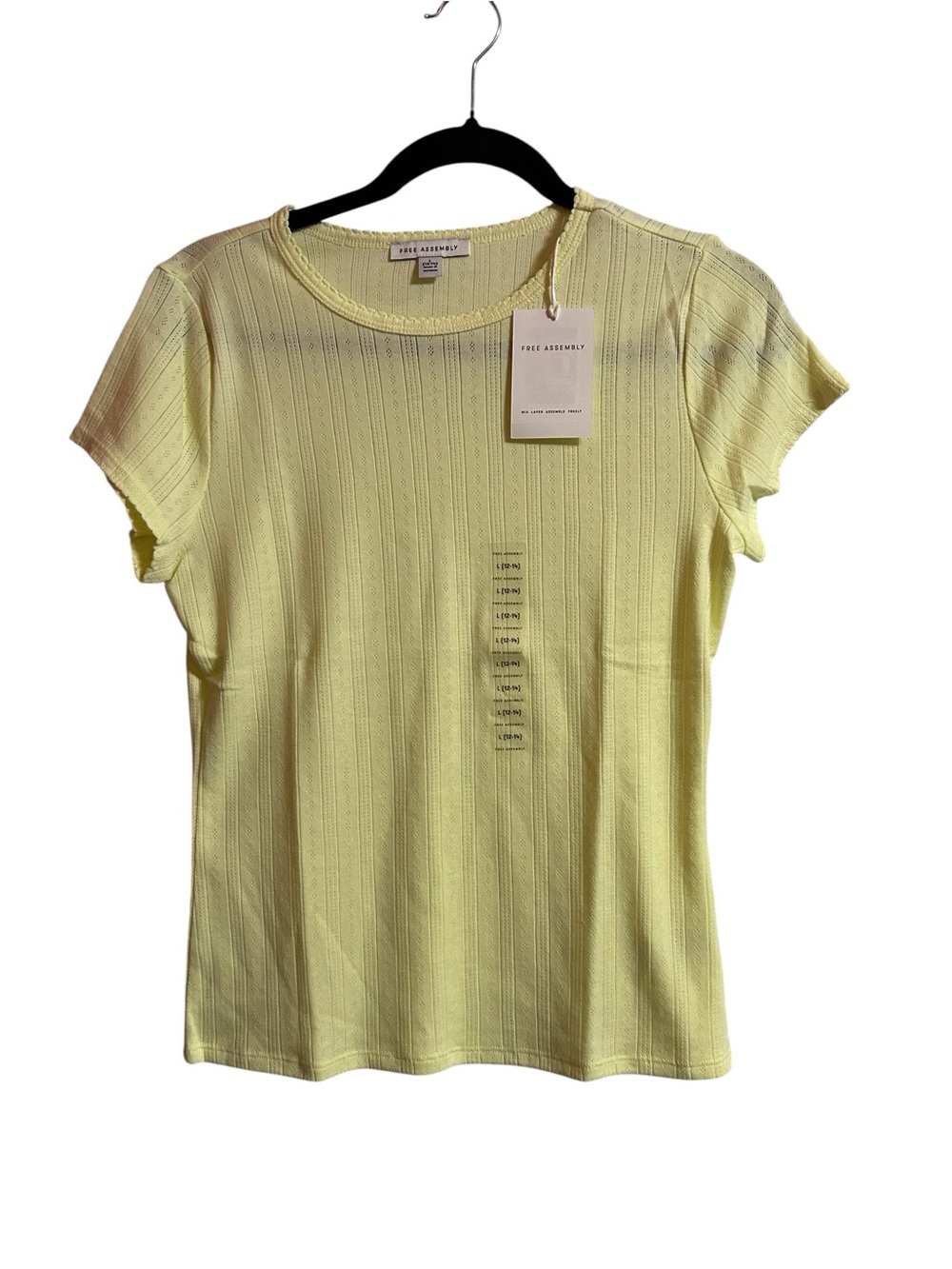 Free Assembly Lemon Ribbed Short Sleeve Tee size L-12/14